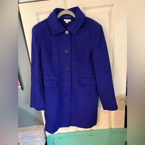 Garnet Hill, lambswool single breasted coat, royal blue size 14. New no tags.